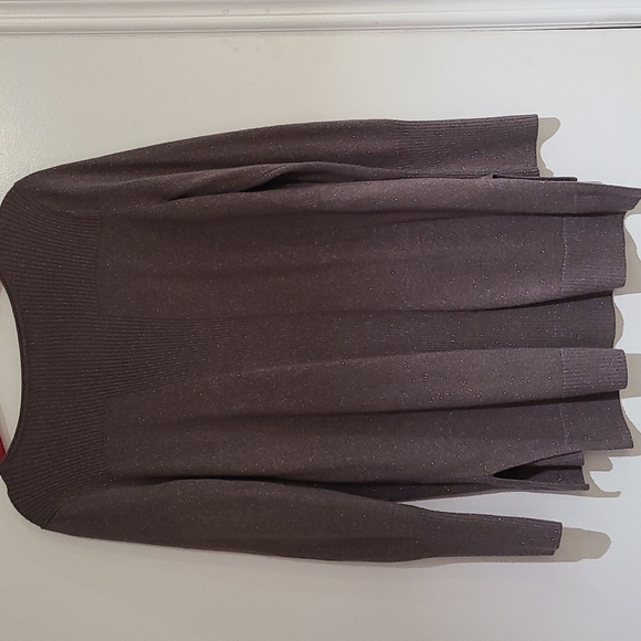 APT 9 slate gray shimmer long sweater tunic L slit - Picture 7 of 8